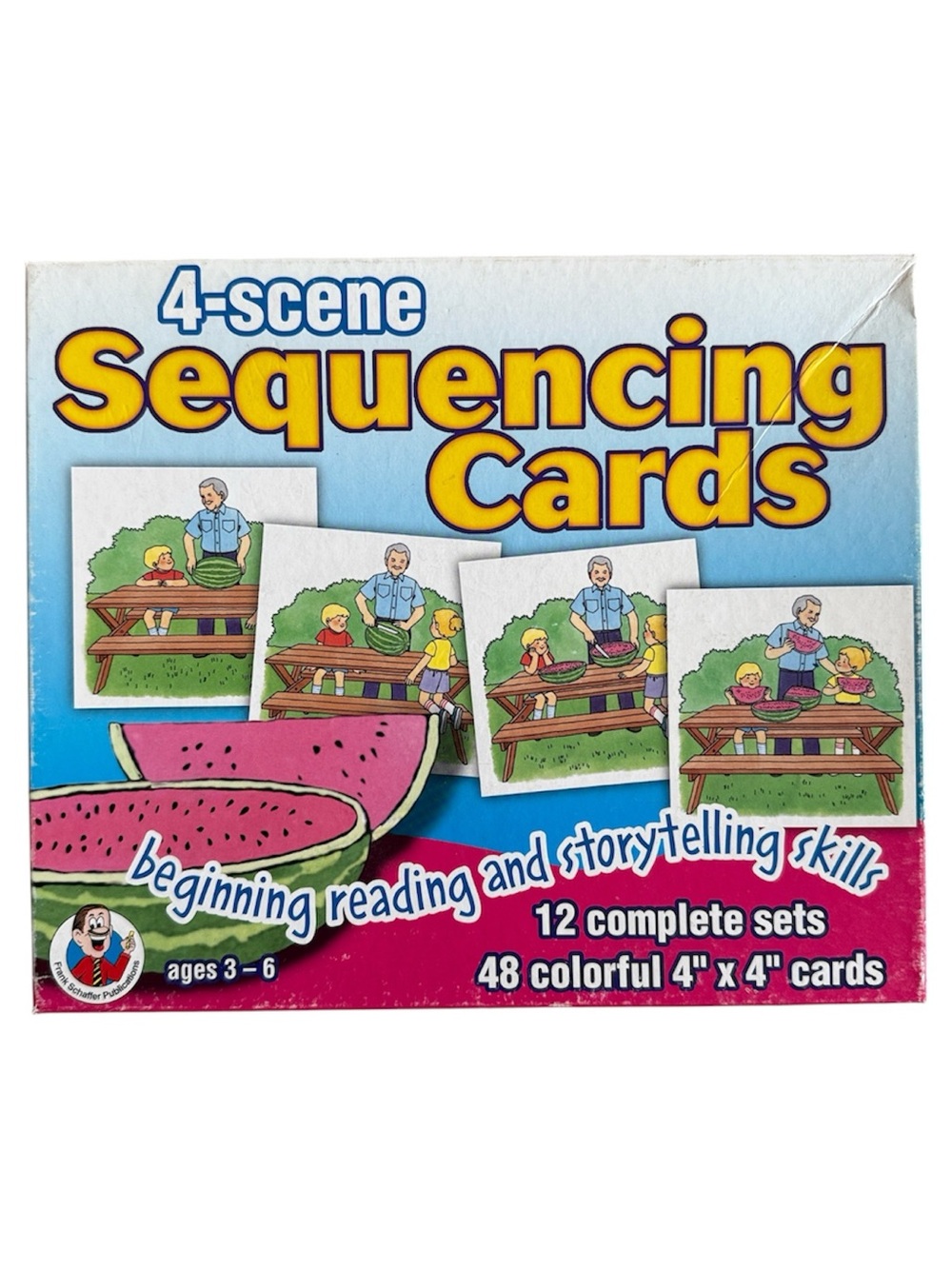FRANK SCHAFFER 4-SCENE SEQUENCING CARDS  11-COMPLETE COLORFUL SETS AGES 3-6 EUC